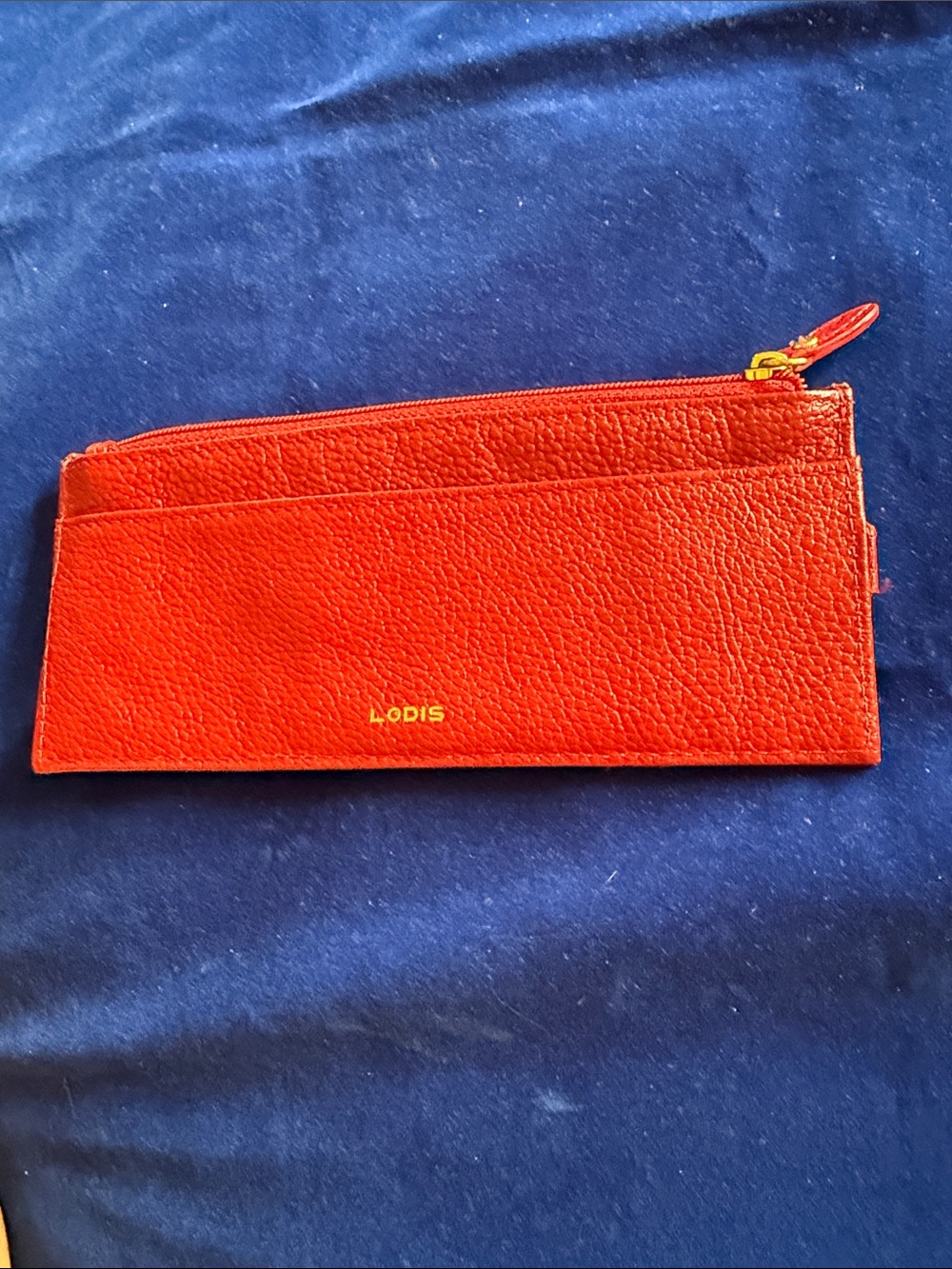 Lodis Vibrant Red Pebbled Leather Zip Card Organizer